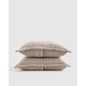 Quince Organic Cotton Channel Stitch Sham Set 2 Taupe Bedding King